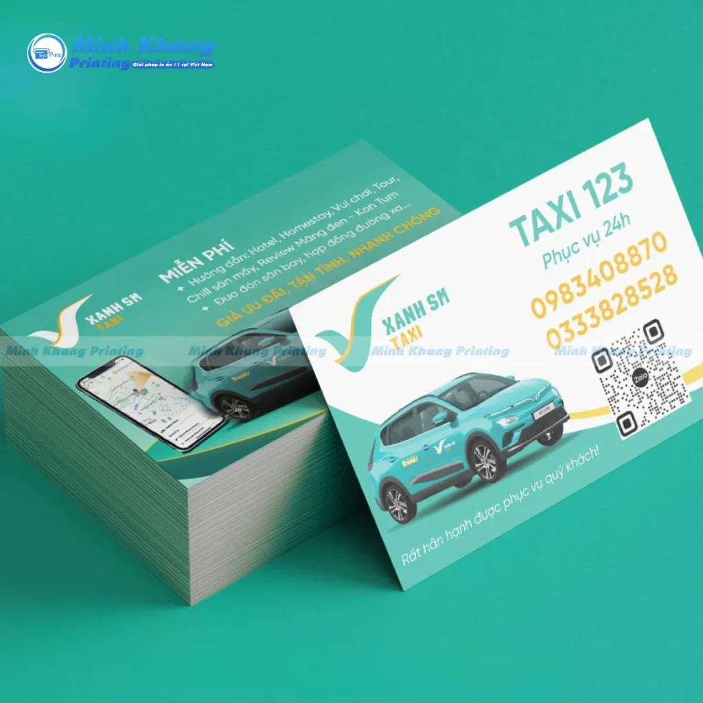Mẫu name card taxi xanh sm với tông chủ đạo xanh lá thân thiện