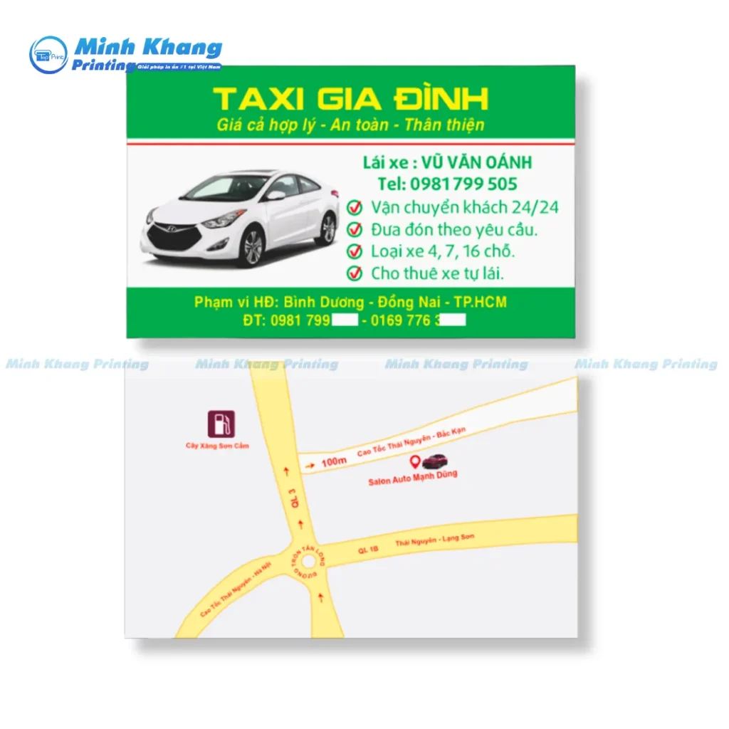 Mẫu name card tài xế taxi gi đình Vũ Văn Oánh