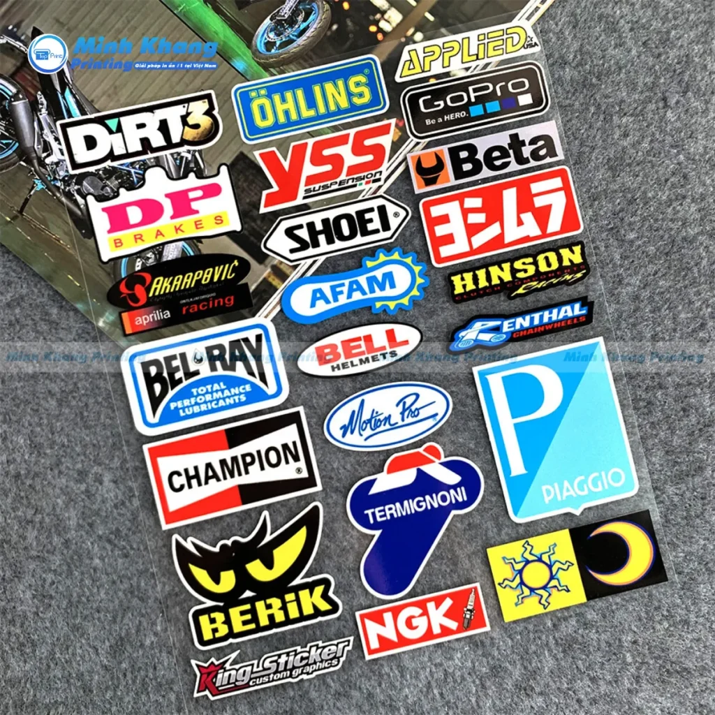 Mẫu tem dán kiểu sticker nhỏ trang trí nón bảo hiểm