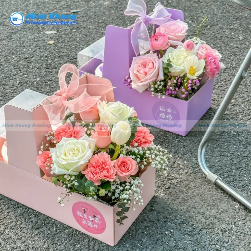 Mẫu túi giấy 2 ngăn thắt nơ xinh xắn, chia ngăn khoa học