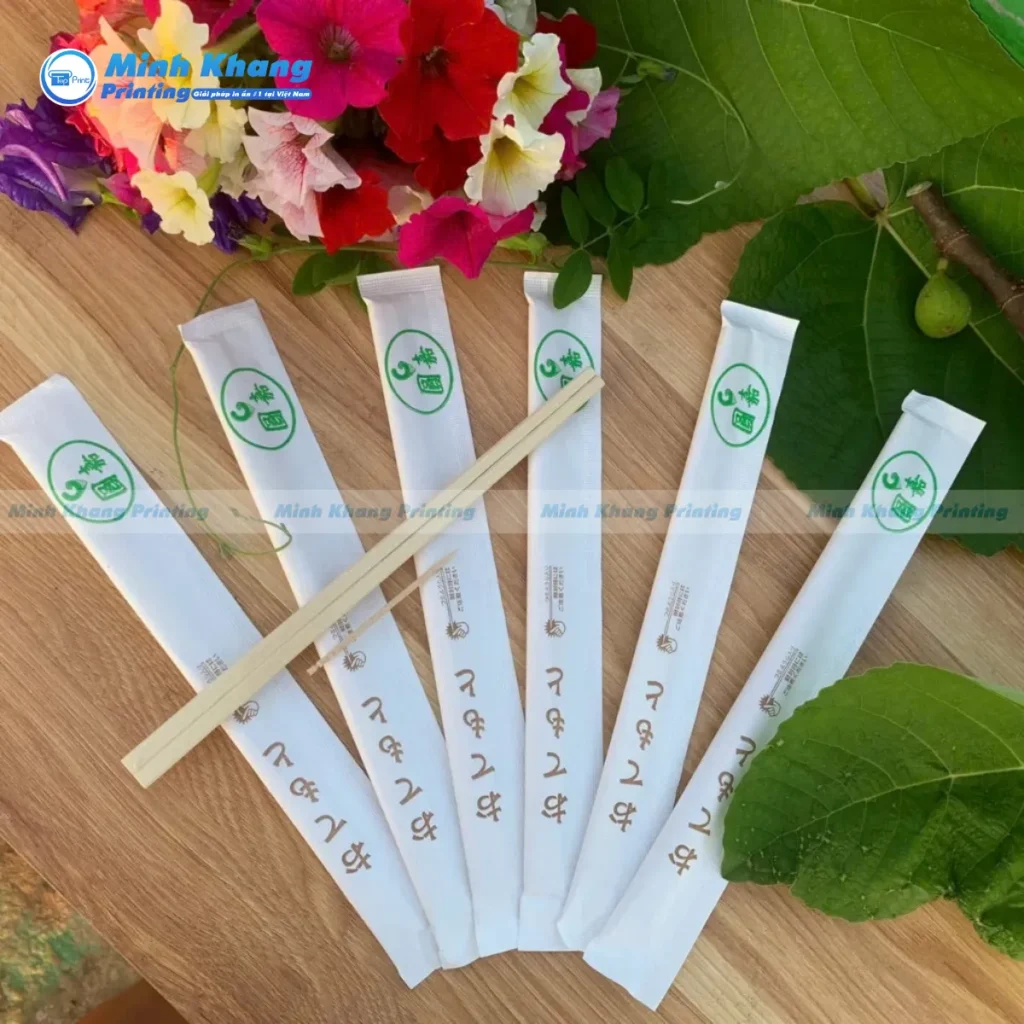 Mẫu bao đũa in logo đơn giản trên chất liệu giấy ford trắng