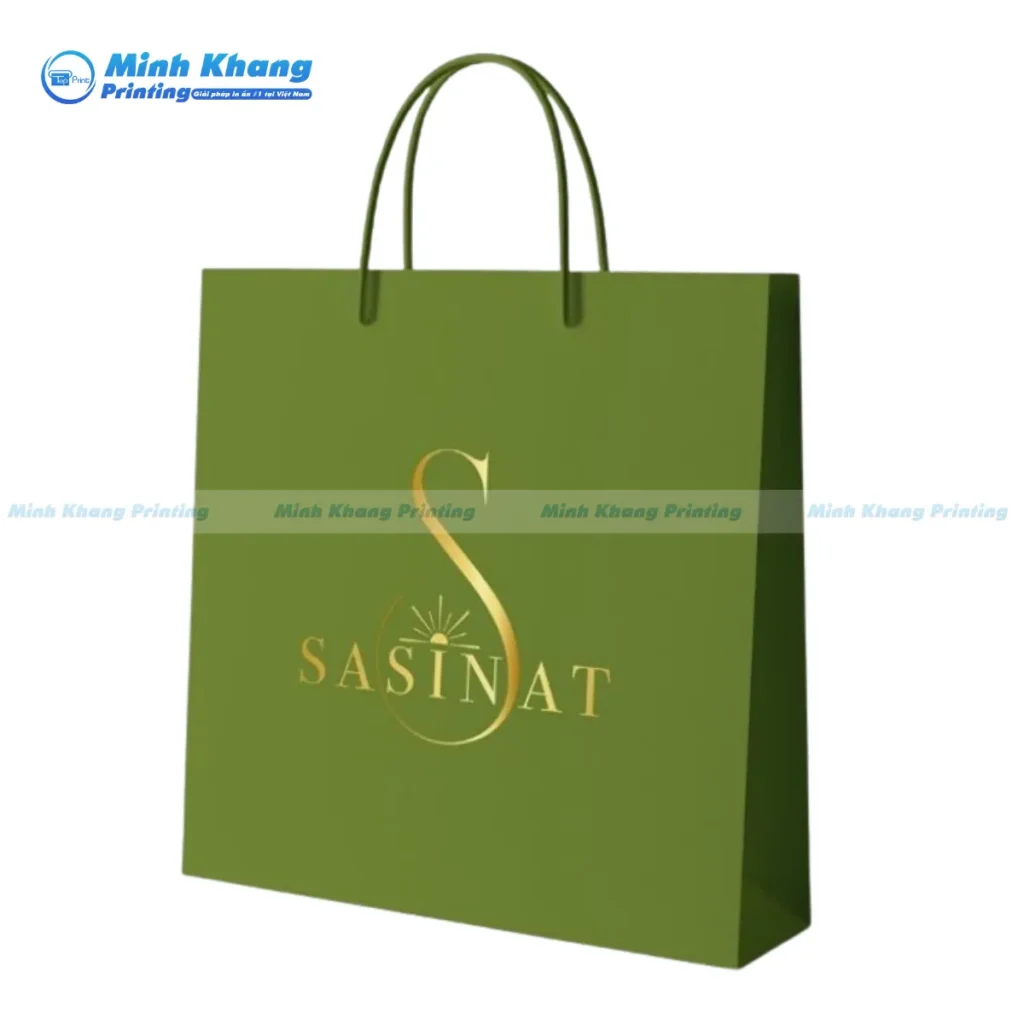 Mẫu túi giấy ép kim logo SASINAT nổi bật & sang trọng