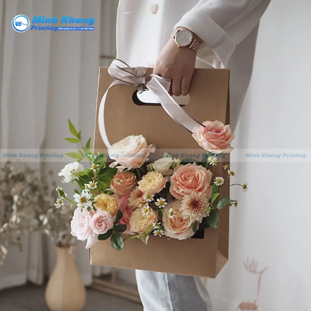 Mẫu túi giấy kraft nâu thân thiện môi trường đựng hoa