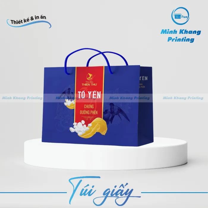 mẫu túi giấy xanh dương