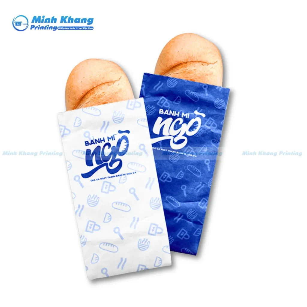 Mẫu túi giấy đựng bánh mì NGÕ chất liệu giấy ford 150gsm
