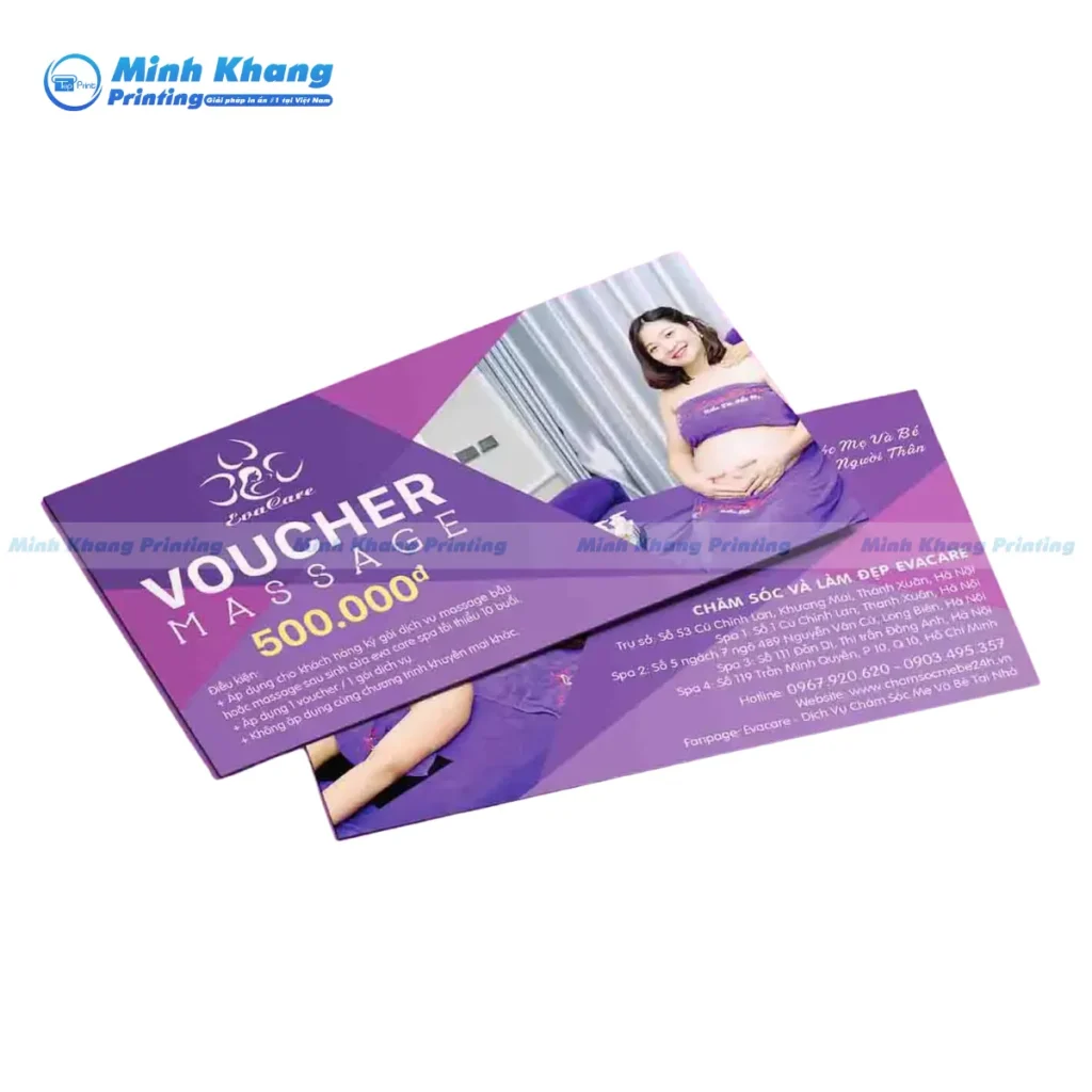 Mẫu voucher quà tặng massage 500.000đ tại EVACARE