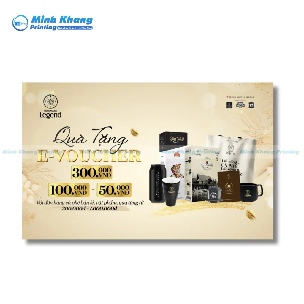 Mẫu voucher quà tặng Trung Nguyên Legend từ 300.000 -1.000.000Đ với đơn cà phê bán lẻ