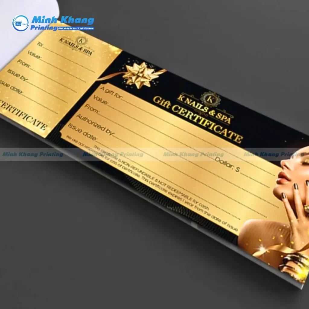 Mẫu phiếu quà tặng voucher KNAILS & SPA