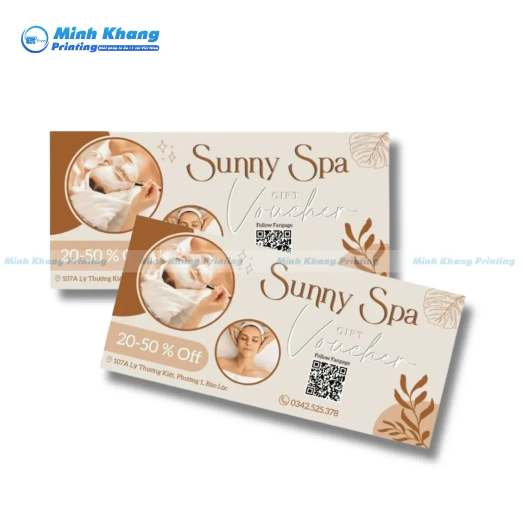 Mẫu voucher Sunny Spa giảm giá 20 - 50 %