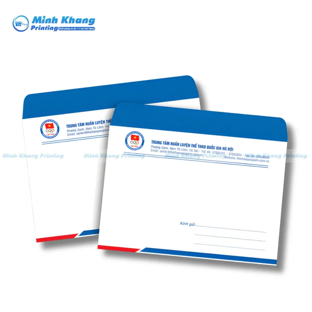 Mẫu bì thư A5 in ấn đơn giản, tập trung làm nổi bật logo công ty.