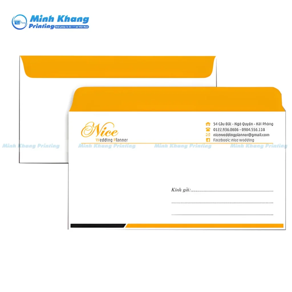 Mẫu bì thư A5 chuyên nghiệp, in offset logo sắc nét trên nền Giấy Fort.