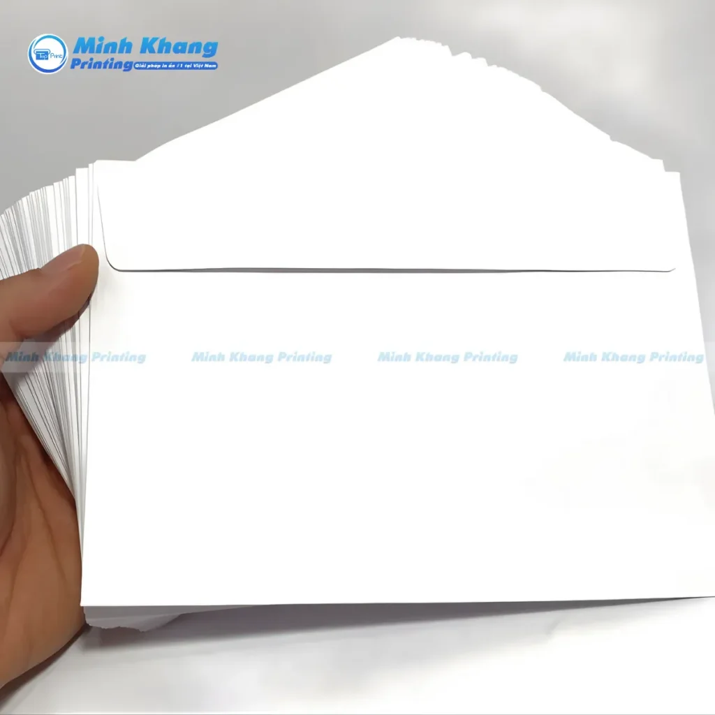 Mâu bao thư trắng giấy F100-120gsm nắp ngang kích thước 17x23cm