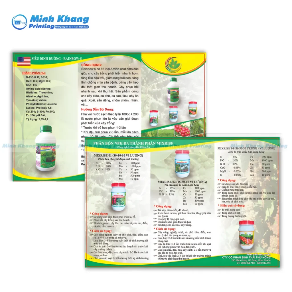 Mẫu brochure giới thiệu phân bón NPK Đa Thành Phần MIXRISE giúp bảo vệ thực vật