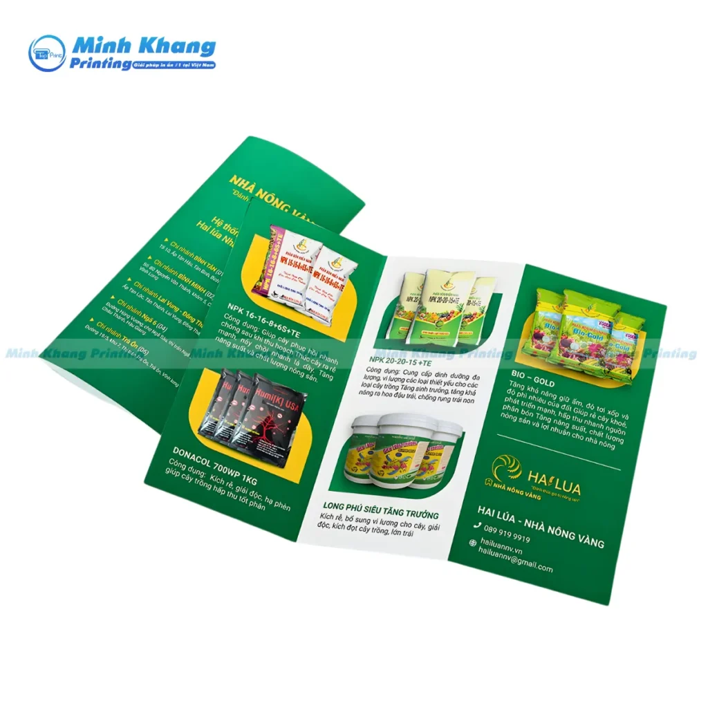 Mẫu brochure phân bón NPK vô cơ đẹp cơ sở HAI LÚA - NHÀ NÔNG VÀNG