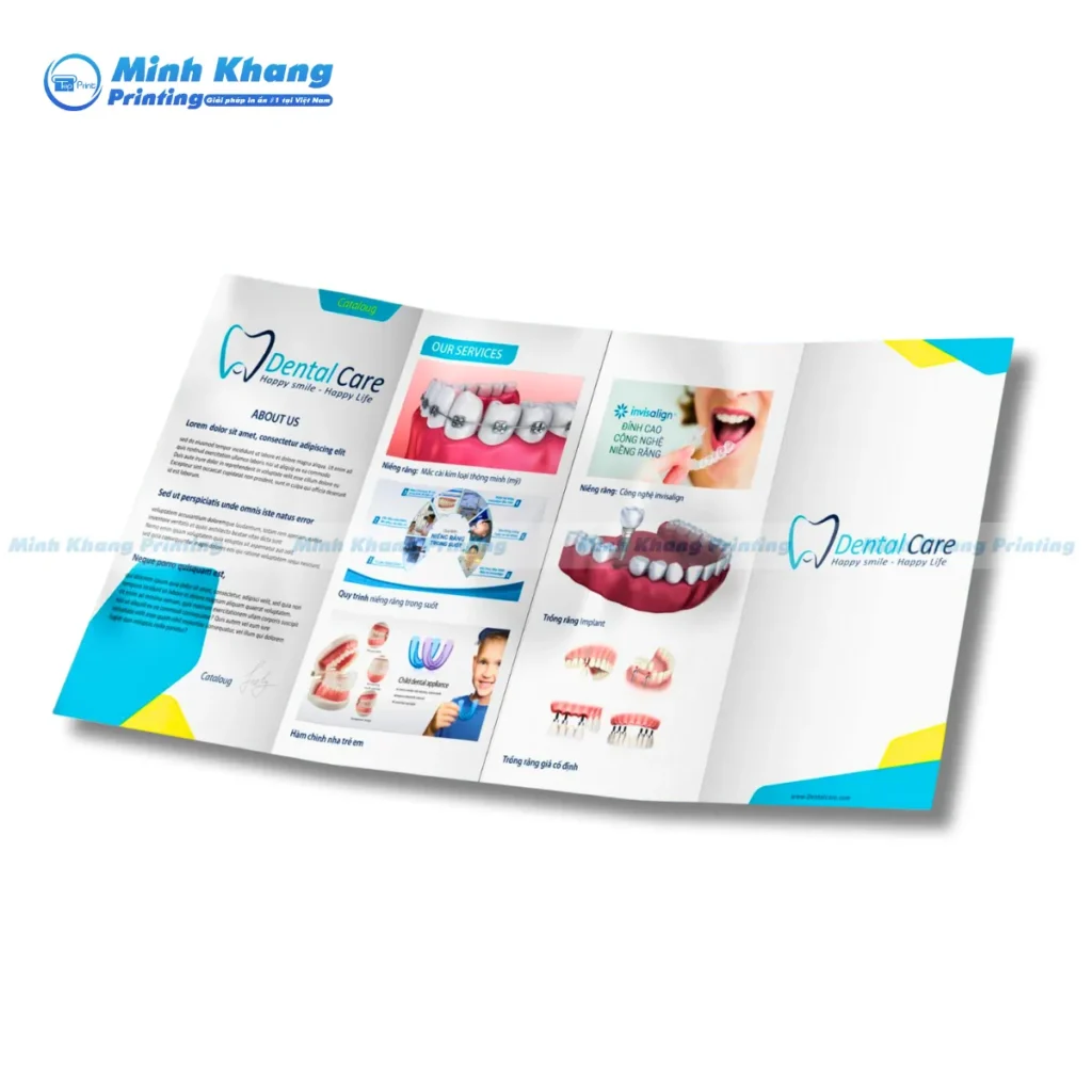 Mẫu brochure gập 4 độc đáo giới thiệu dịch vụ nha khoa của phòng khám