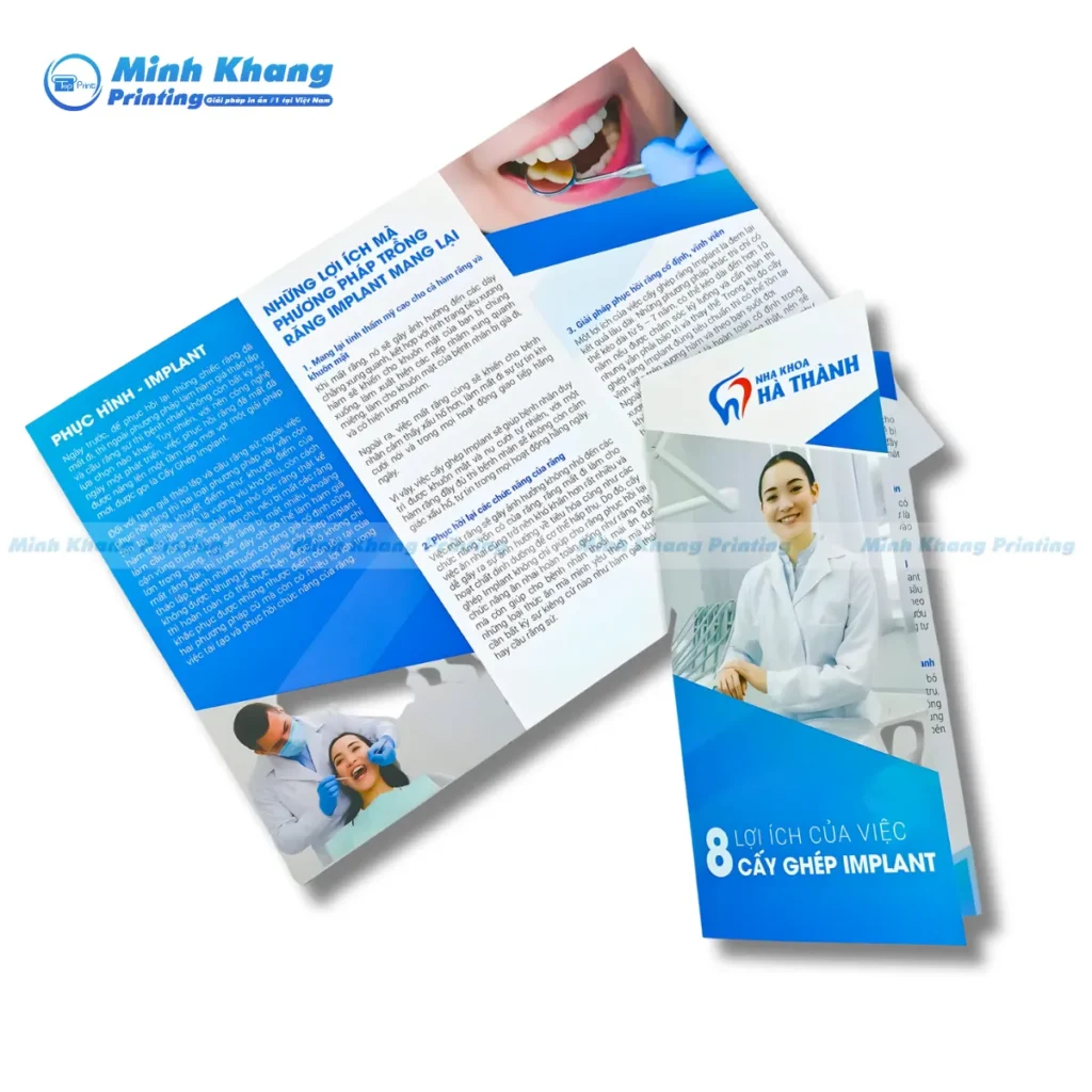 Mẫu brochure nha khoa Hà Thành nói về lợi ích của cấy ghép IMPLANT