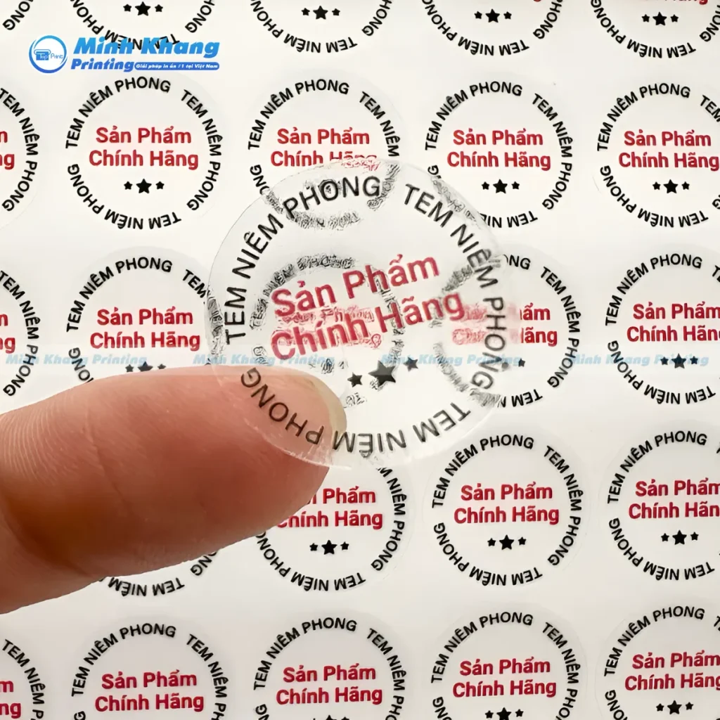 tem decal nhựa trong niêm phong mỹ phẩm