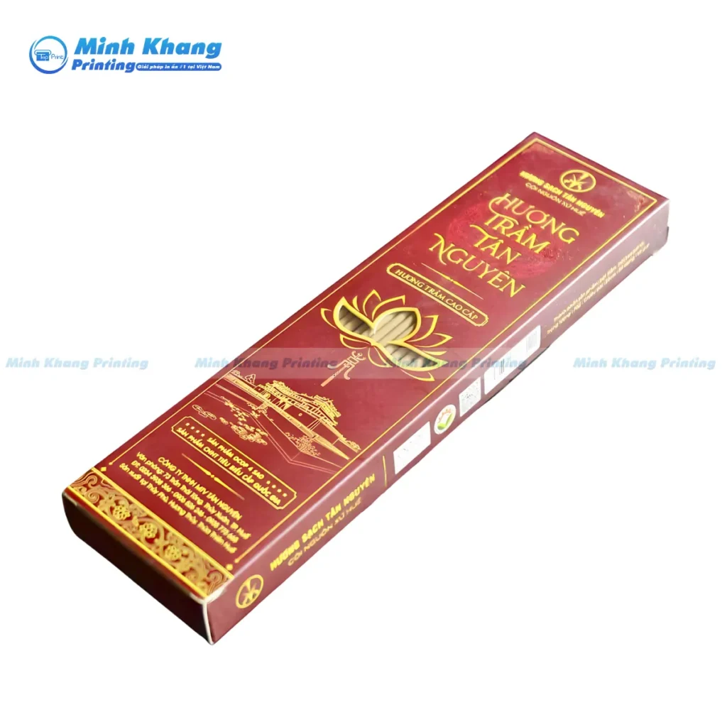 Mẫu hộp giấy dài kích thước 30.5 x 6 x 2 cm đựng hương trầm tân nguyên