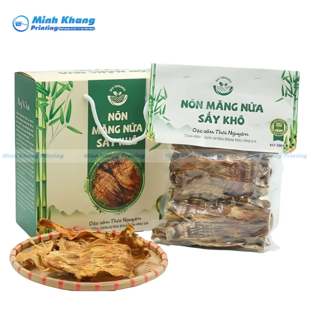 Mẫu hộp giấy đựng khô măng nứa sây đặc sản Thái Nguyên 