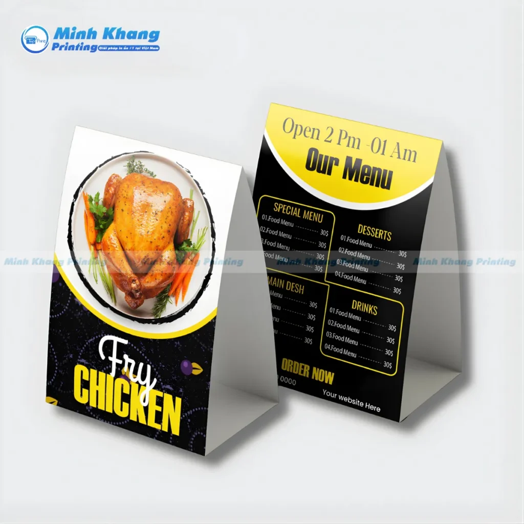 Mẫu menu để bàn giấy couches đơn giản