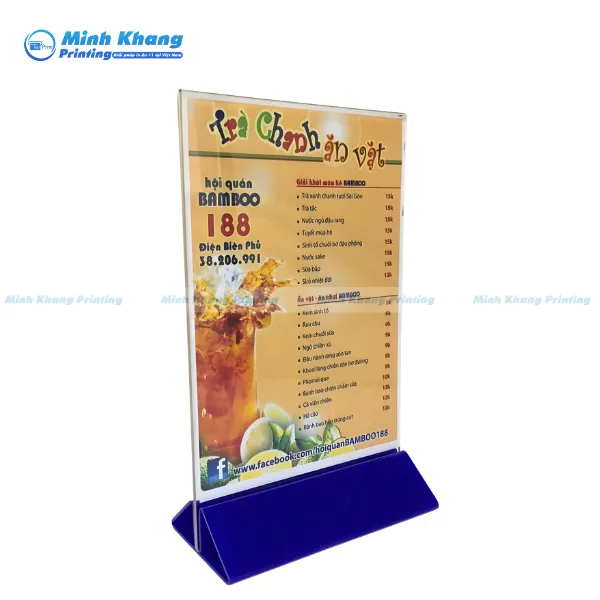 Mẫu menu để bàn đứng kích thước a4 cho quán nước trà chanh