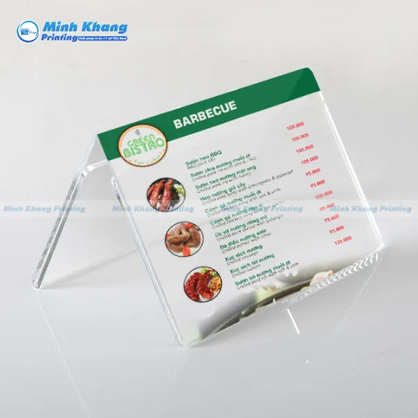Mẫu menu đứng kích thước a6 nhỏ, tiện lợi