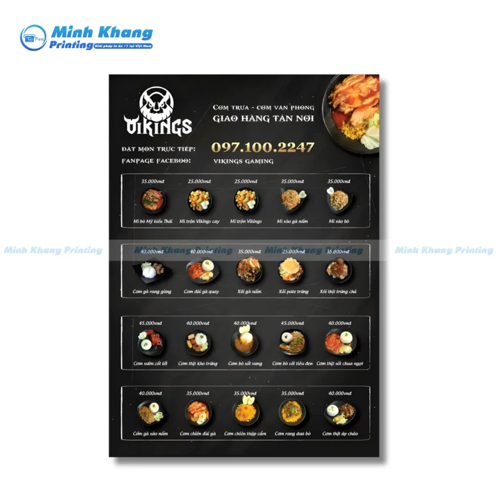 Mẫu menu thực đơn nước uống cho phòng game tại hệ thống Viking Gaming