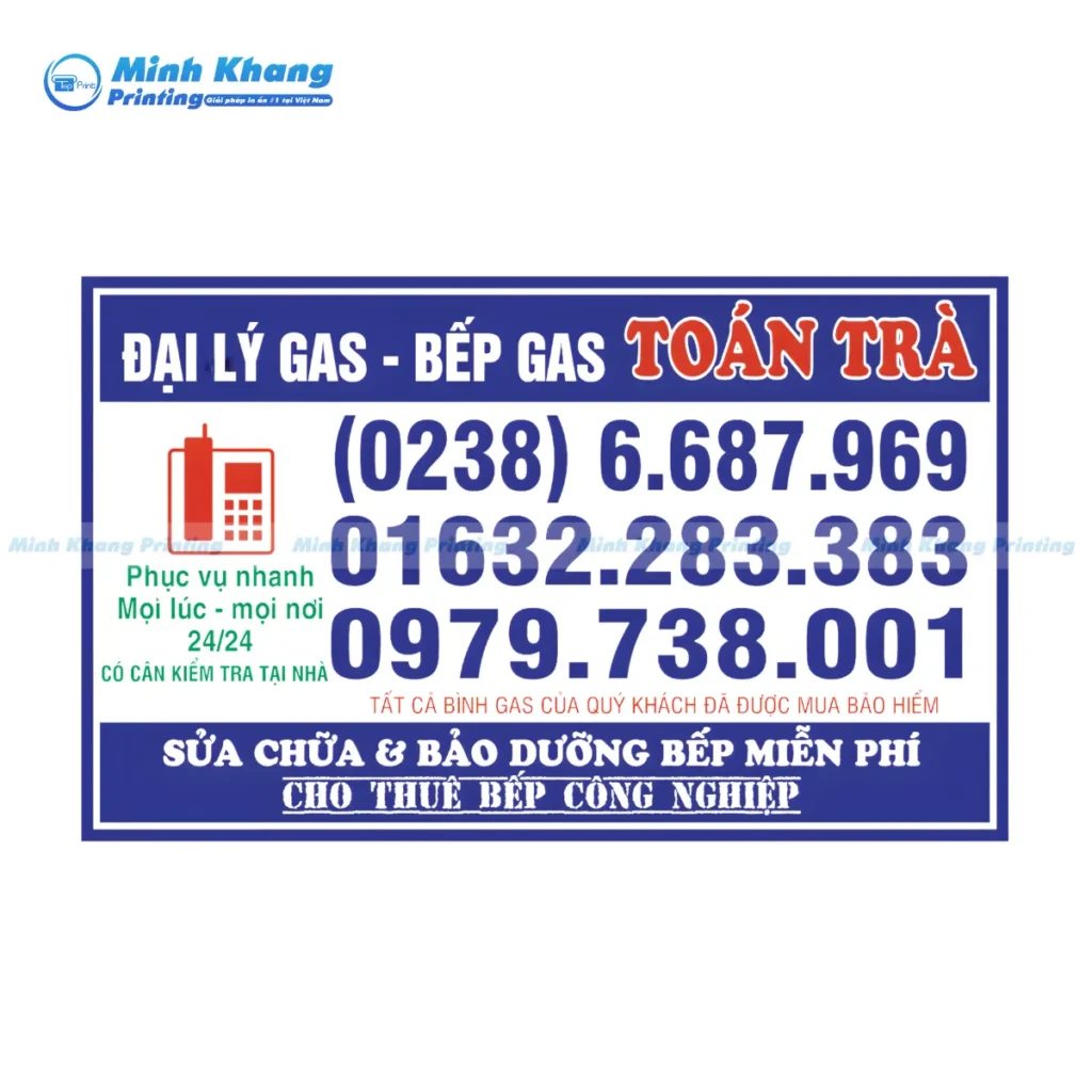 Mẫu tem dán bình gas Toàn Trà chất liệu decal giấy