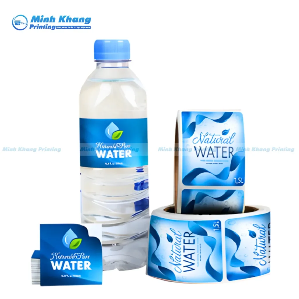 Mẫu tem dán bình nước dạng cuộn nhỏ gọn tối giản