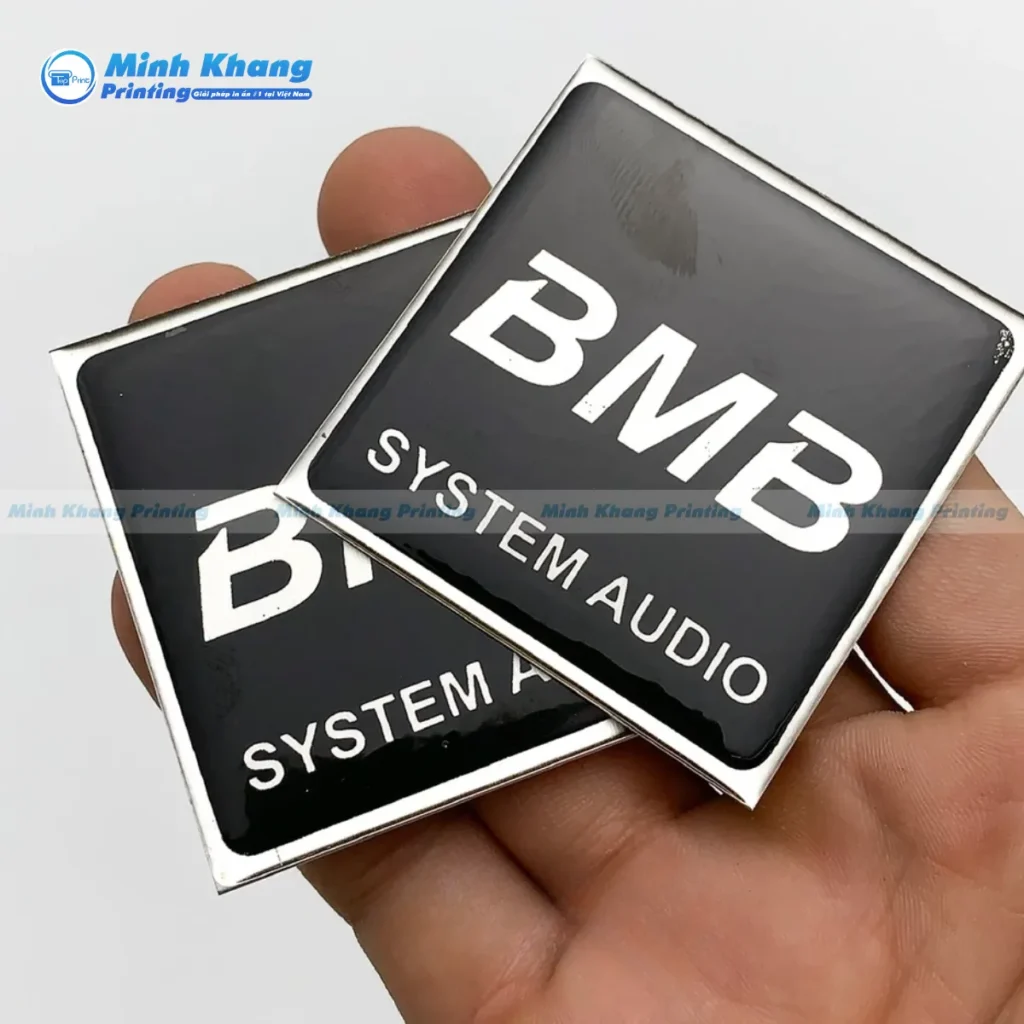 Mẫu tem dán thùng loa BMB system audio chất liệu decal pp