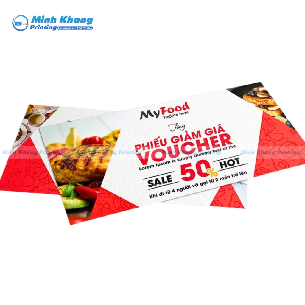 Mẫu phiếu giảm giá, voucher ăn uống cho nhà hàng Âu chất liệu giấy couches 250gsm