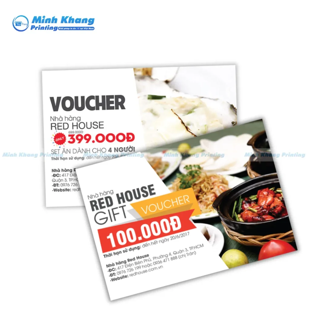 Mẫu voucher ăn uống nhà hàng kích thước nhỏ gọn tiện lợi để ví