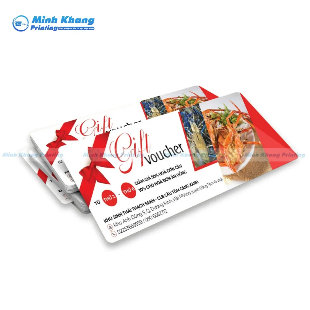 Mẫu gift voucher giảm giá 50% bo góc khu sinh thái thchj sanh - clb câu tôm càng xanh