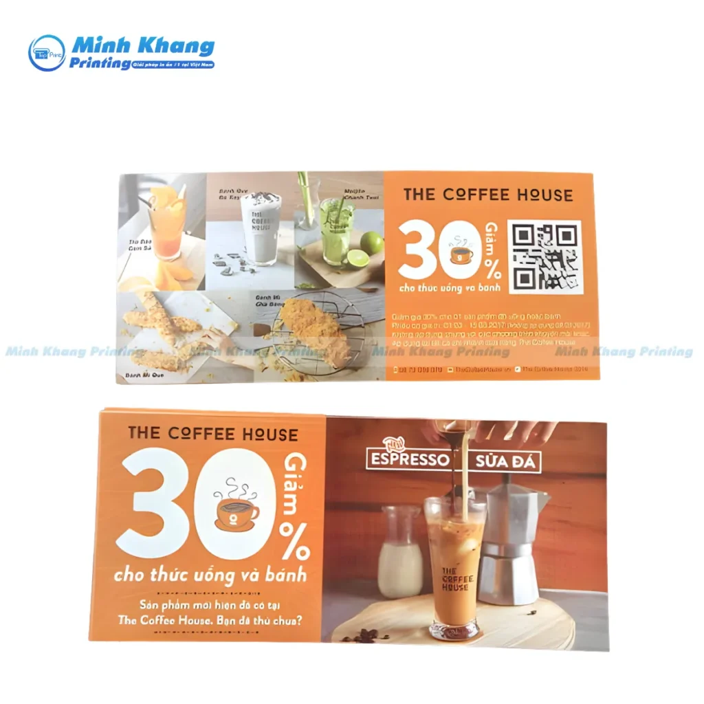 Mẫu voucher cho thức uống và bánh giảm 30% cho sản phẩm mới tại the coffee house