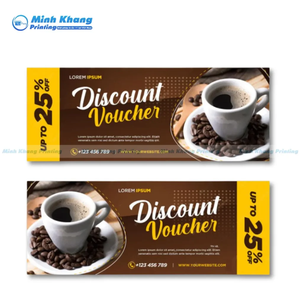 Mẫu voucher giảm giá cà phê in offset giá rẻ số lượng lớn
