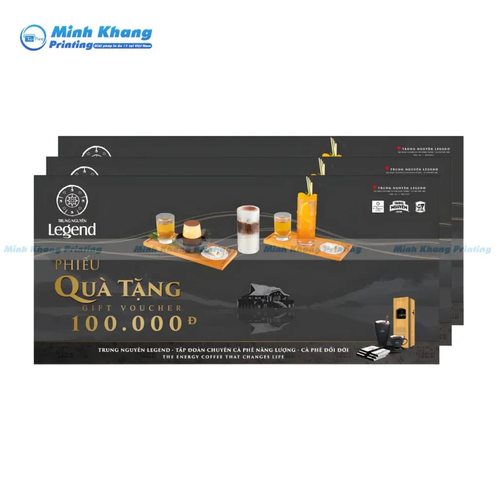 Mẫu phiếu quà tặng, gift voucher Trung Nguyên Legend 100.000Đ