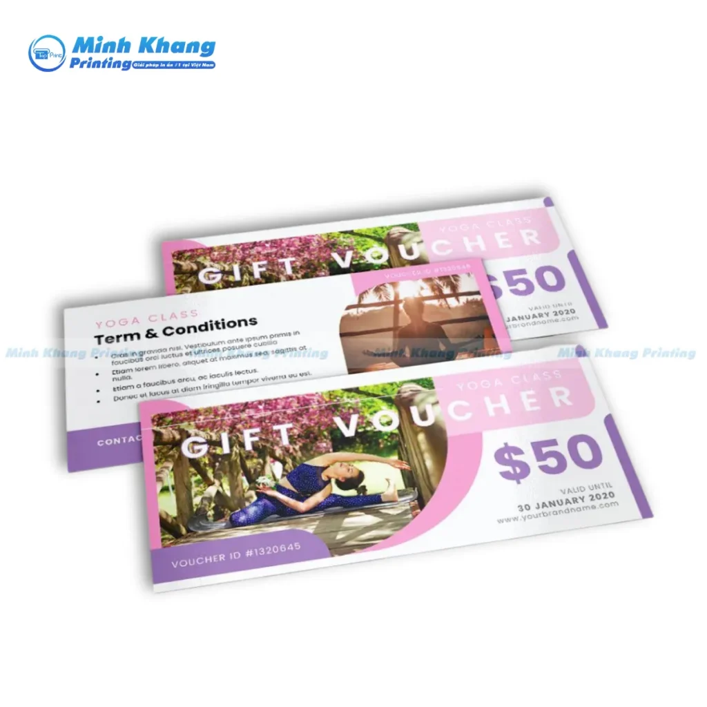 Mẫu voucher lớp học yoga phong cách thiên nhiên tạo cảm giác thư giãn