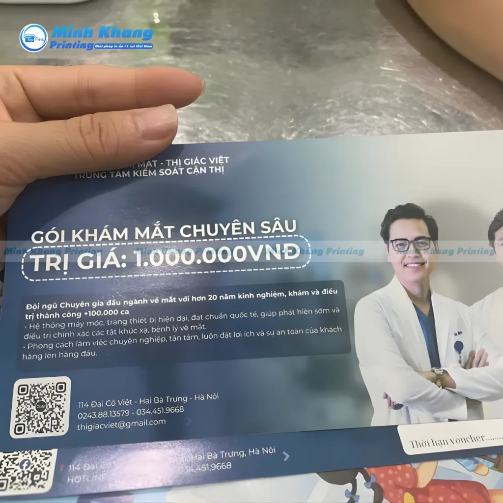 Mẫu voucher gói khám mắt chuyên sâu trị giá 1.000.000vnđ của trung tâm kiểm soát cận thị