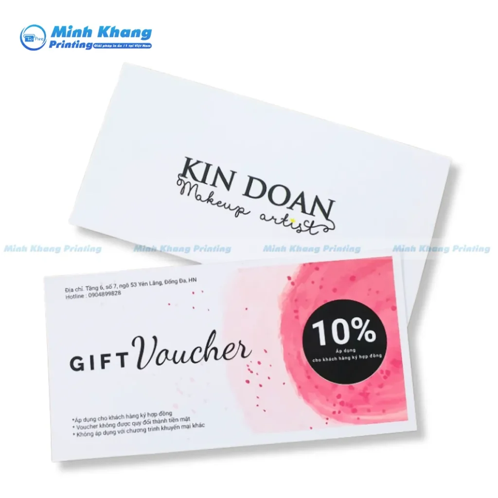 Mẫu voucher quà tặng mỹ phẩm giảm 10% cho dịch vụ make up KIN DOAN