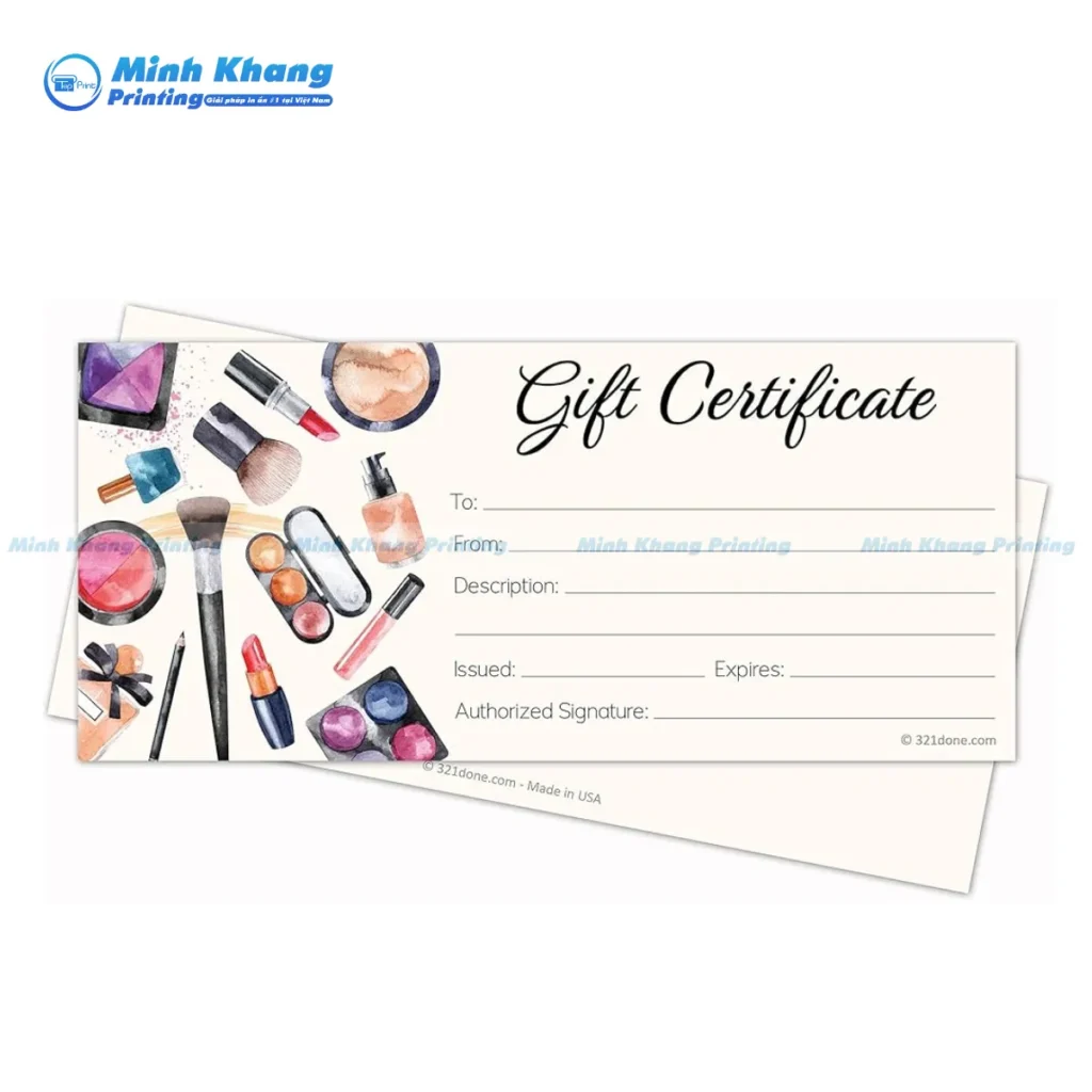 Mẫu gift voucher mỹ phẩm đồ makeup, son, nước hoa,... đẹp hiện đại