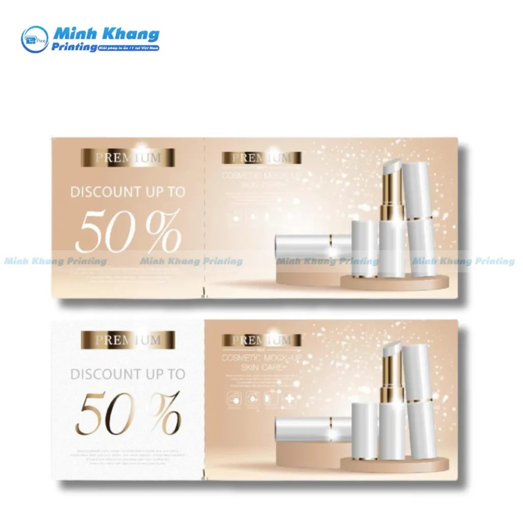 Mẫu gift voucher mỹ phẩm discount up to 50%