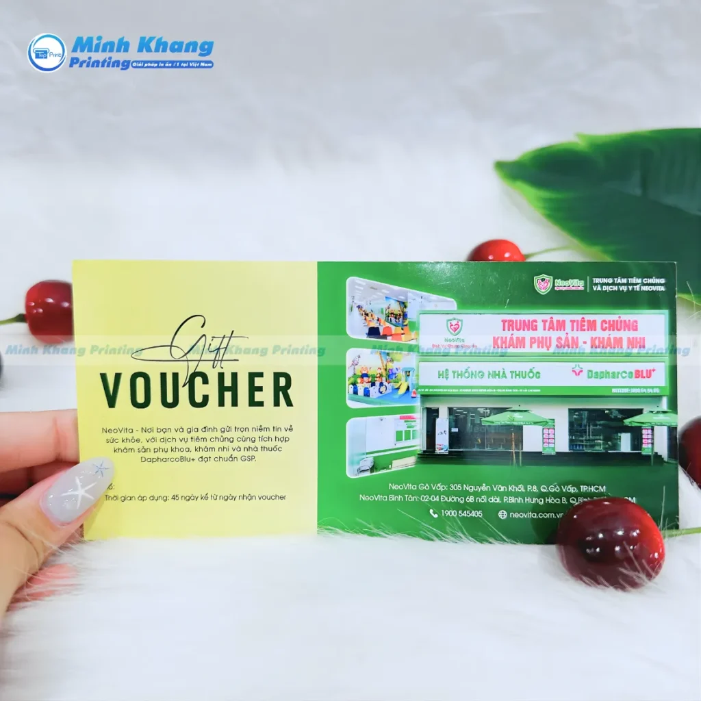 Mẫu voucher hệ thống nhà thuốc NEOVITA kích thước 7x15cm