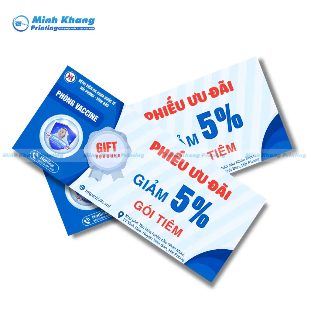 Mẫu voucher phiếu ưu đãi giảm 5% gói tiêm tại bệnh viện, nhà thuốc
