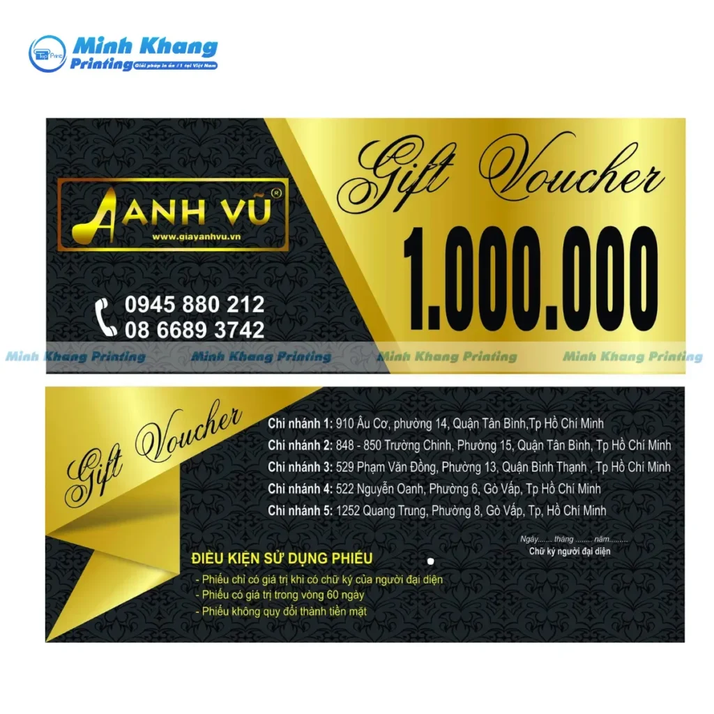 Mẫu voucher sang trọng cho thương hiệu giày cao gót Anh Vũ