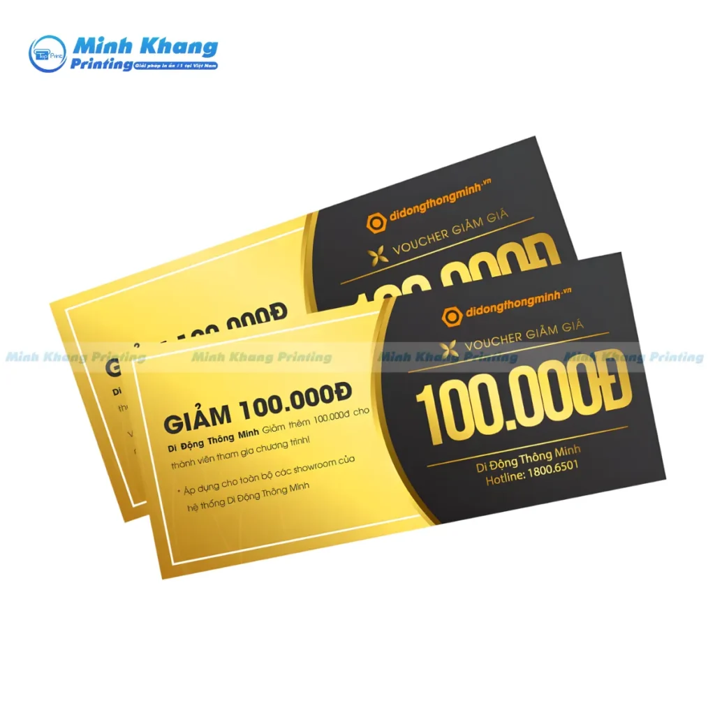 Mẫu voucher giảm giá với thiết kế vàng - đen sang trọng của didongthongminh
