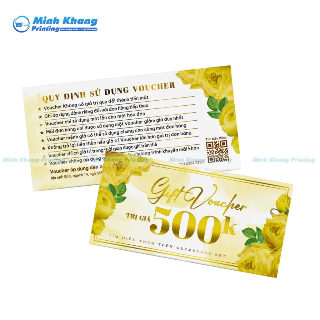 Mẫu voucher sang trọng cho spa thiết kế hoa hồng vàng tinh tế