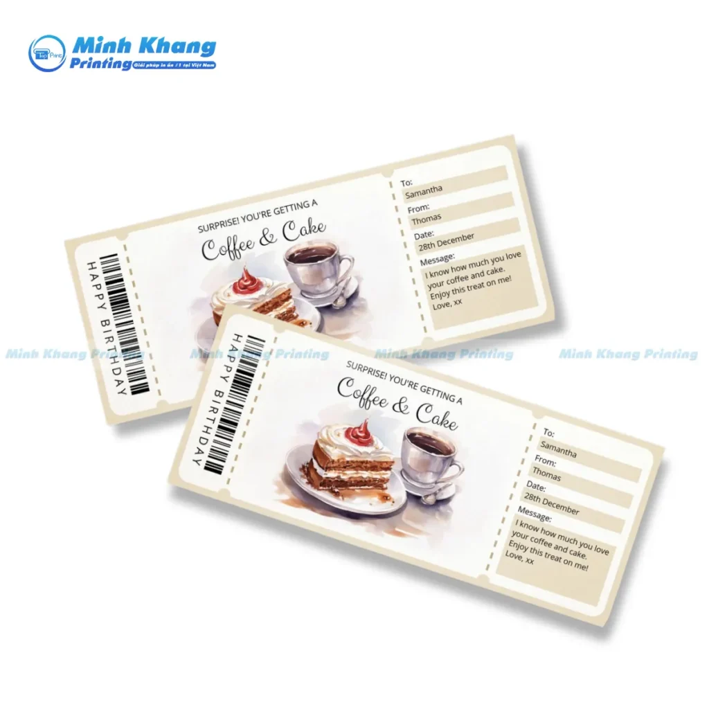 Mẫu voucher khai trương tiệm bánh và trà phong cách châu âu