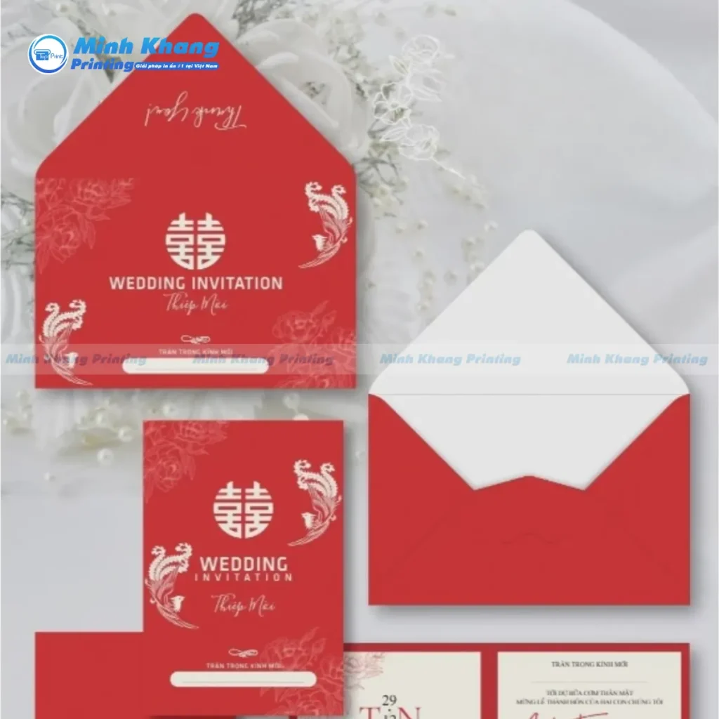 Mẫu phong bì mời cưới giấy mỹ thuật có gân tạo cảm giác tinh tế và sang trọng