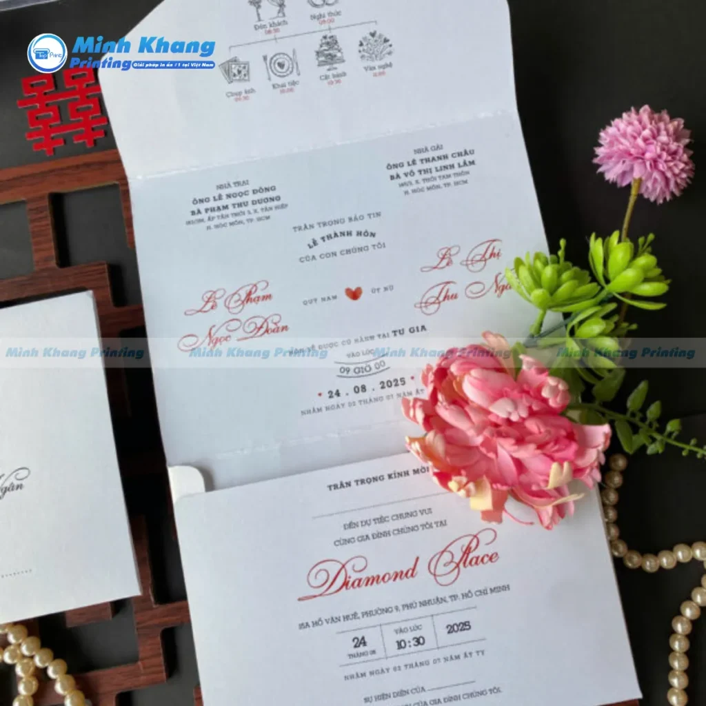 Mẫu bao thư thiệp cưới in Offset số lượng lớn giúp tiết kiệm tối đa chi phí mà vẫn đảm bảo màu sắc sắc nét