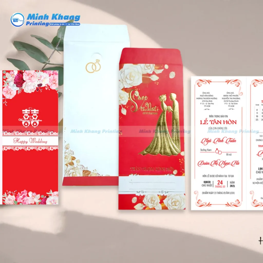 Mẫu bao thư thiệp cưới ép kim nhũ vàng mang đến vẻ đẹp quyền quý và đẳng cấp cho ngày trọng đại